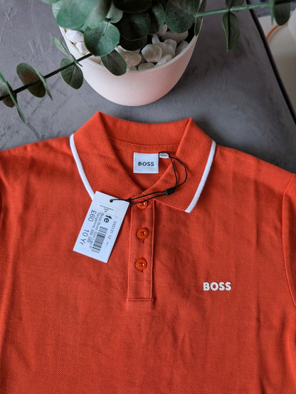 New Hugo boss boys Smart polo shirt top t shirt Gift Tangerine Orange 10yr £60