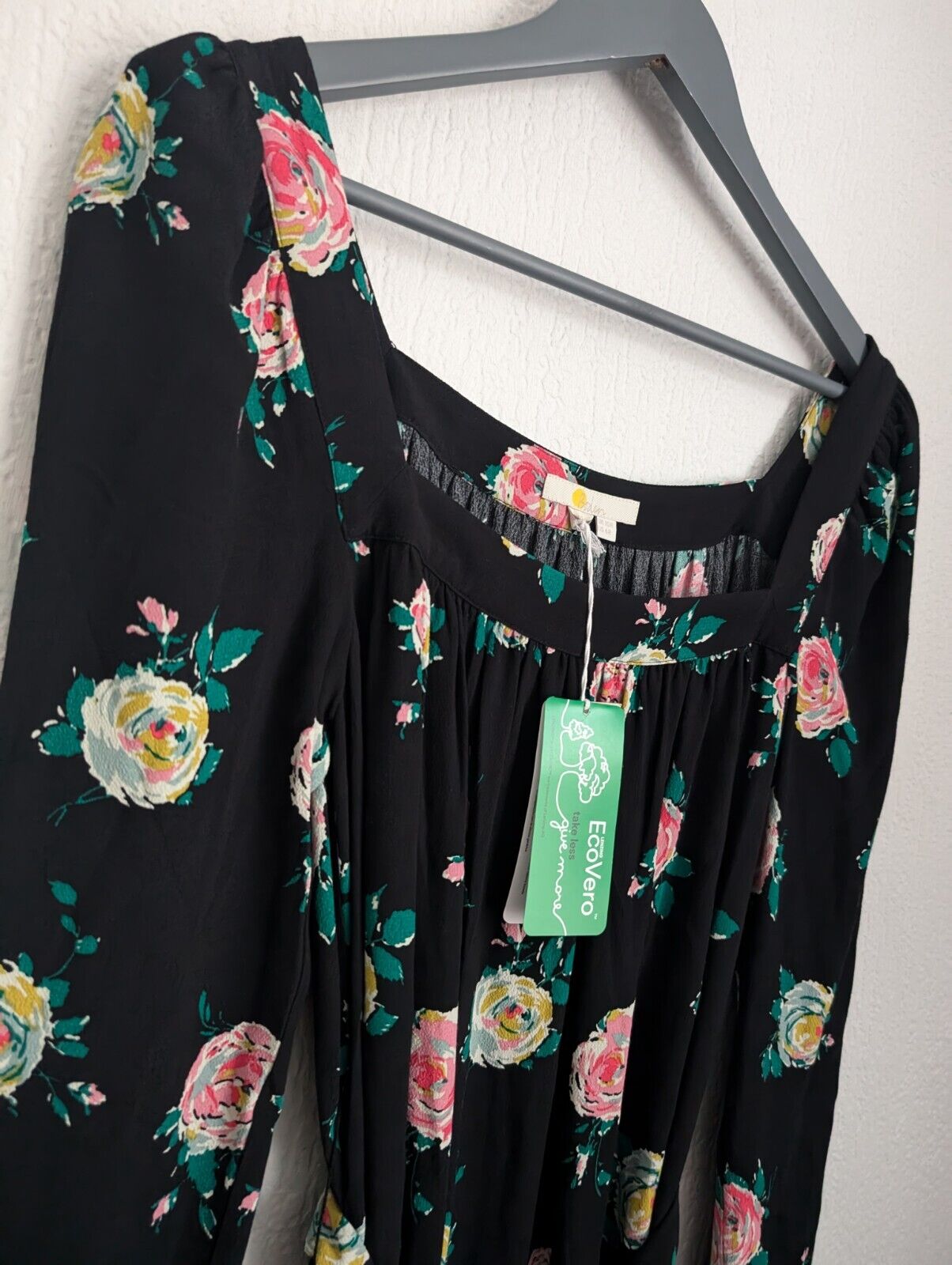 New Boden Square Neck Maxi DressBlack, Painterly Rose Size UK 10 R occasion