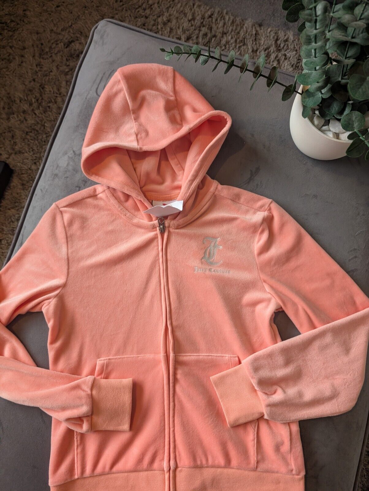 New Juicy Couture Kids Full Zip Track Jacket Peach Pink  Girl's Age 10/11