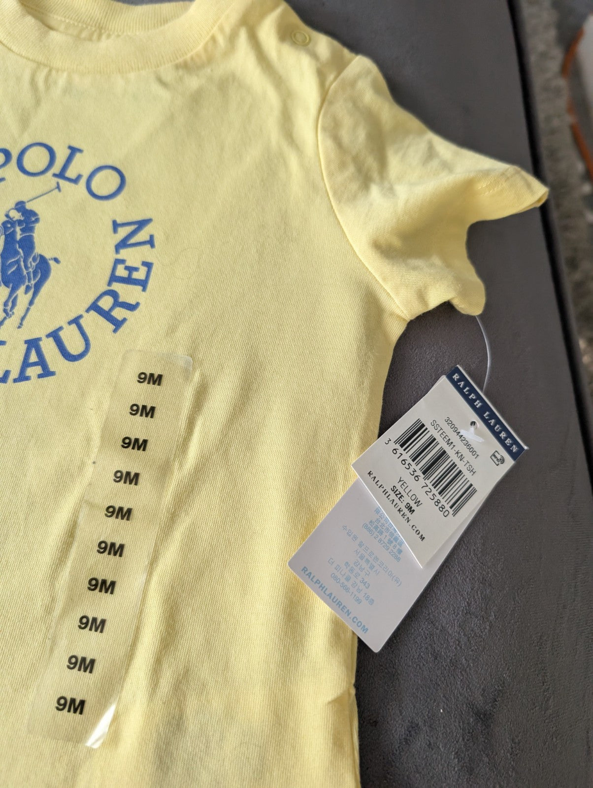 New polo Ralph Lauren baby t shirt Yellow + Denim Shorts 6-9m gift pony Logo