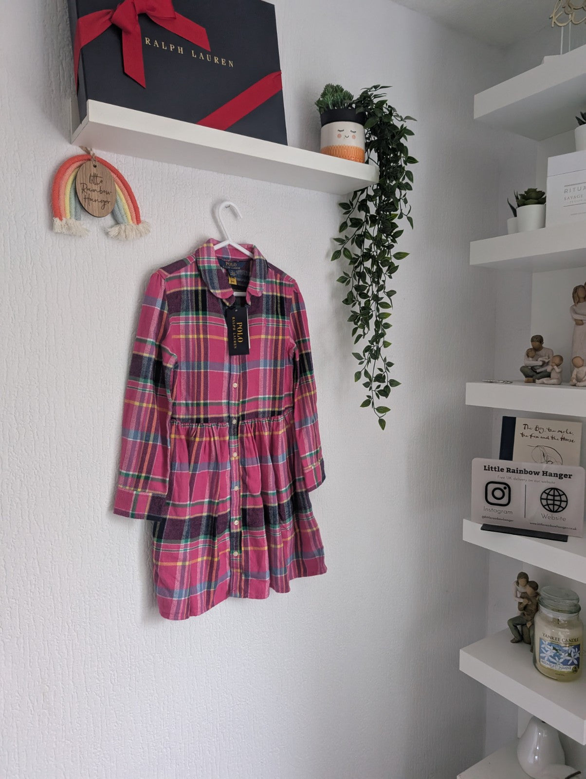 New Stunning Ralph Lauren Girls Tartan Plaid Flannel L Sleeve Dress 6 Yrs Pink