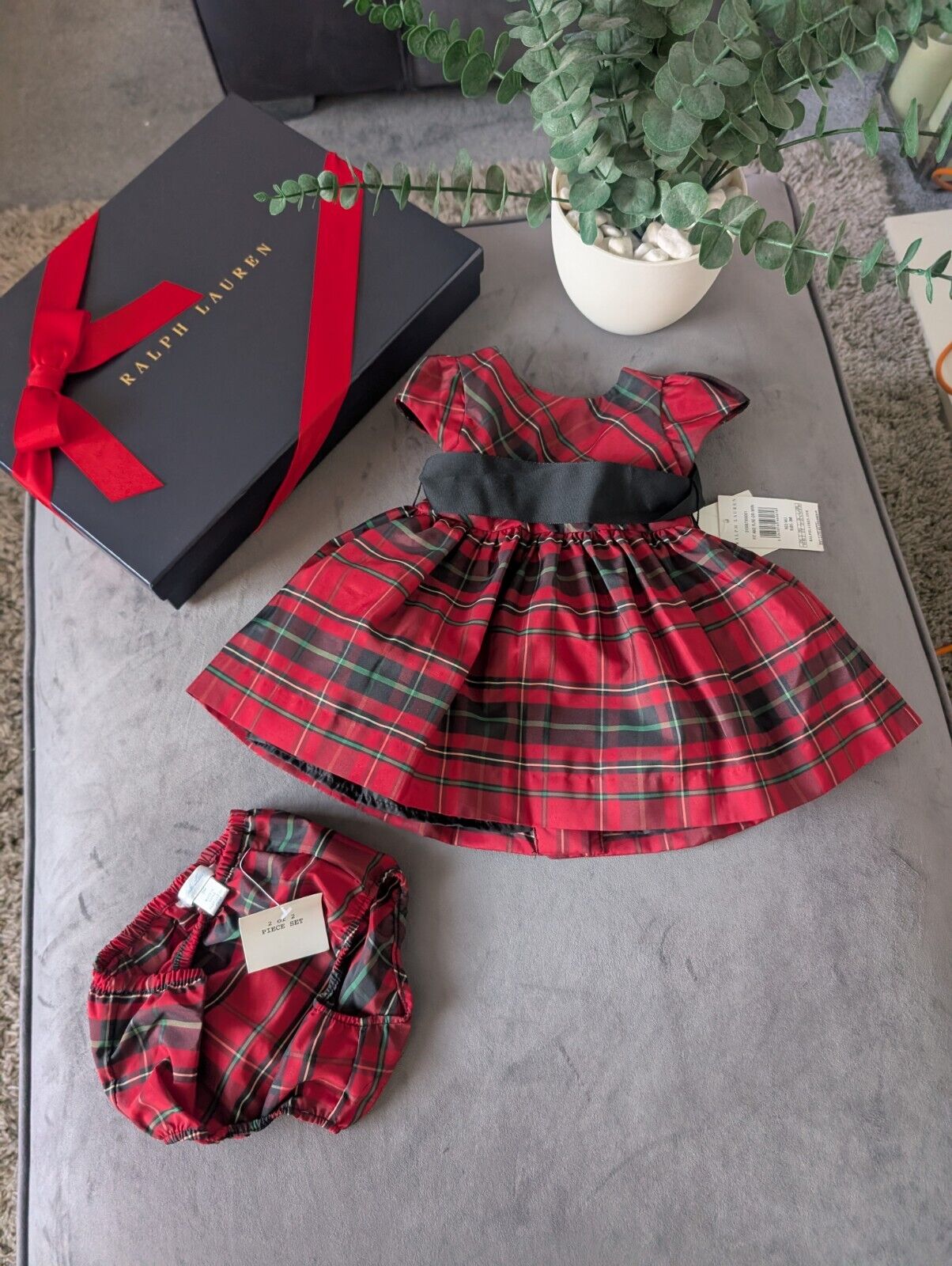 New Ralph Lauren tartan girls vincenza fit flare party dress 9-12m gift cute party