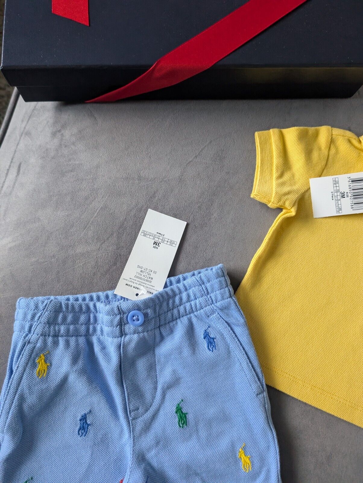 New polo Ralph Lauren baby Polo Shirt Yellow + Pony Embroidery Shorts 3m gift