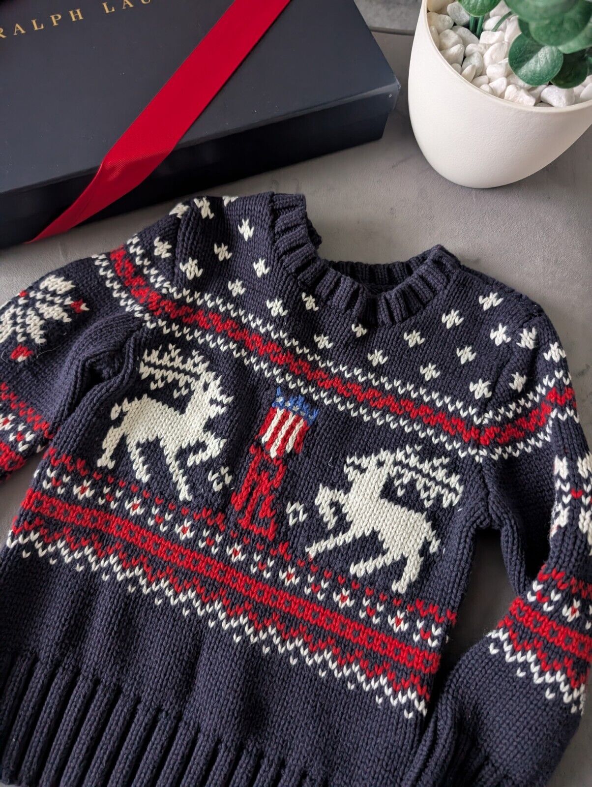 Immaculate Vintage Polo by Ralph Lauren Cotton Wool Christmas Sweater Age 3