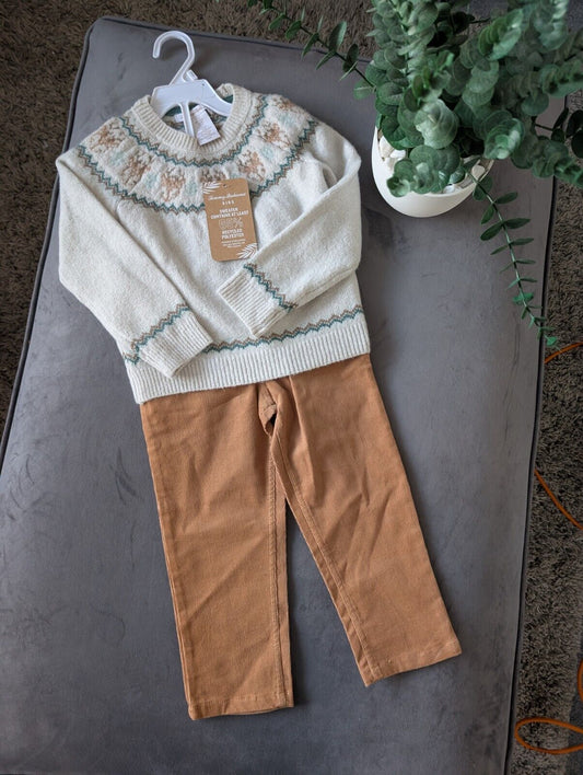 New Adorable Tommy Bahama Boys Outfit Age 18-24m Jumper + Chino Deer Ivory Sand