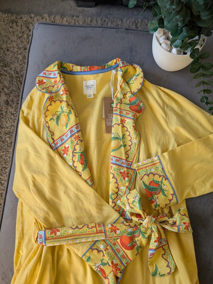 Chelsea Peers  Cotton Yellow Robe Dressing Gown Size XXS UK6 Bnwt lemons design