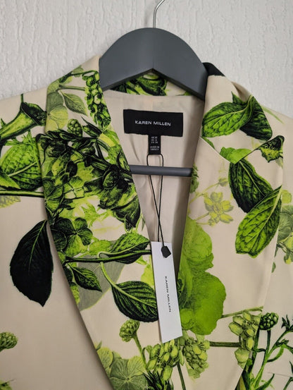 Karen Millen Spring Green Botanical Bunches Tailored Playsuit Size 10 NEW