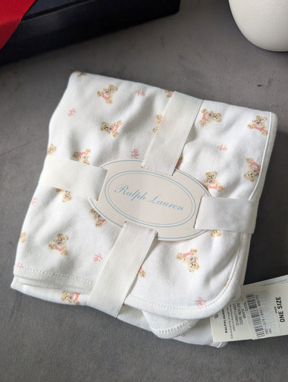 New Ralph Lauren baby Girls blanket newborn baby teddy Pink American Teddy Gift