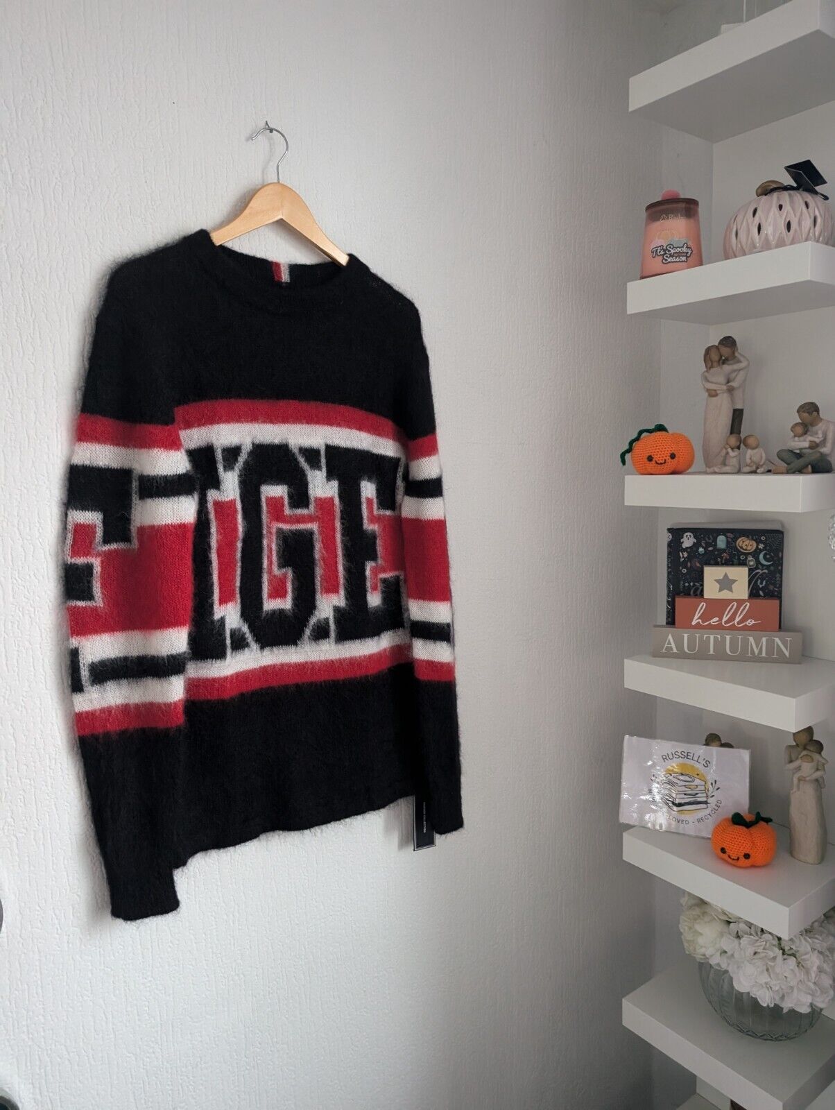 New Tommy Hilfiger Collection  Tonny Mohair Sweater Unisex UK  M Black Red White