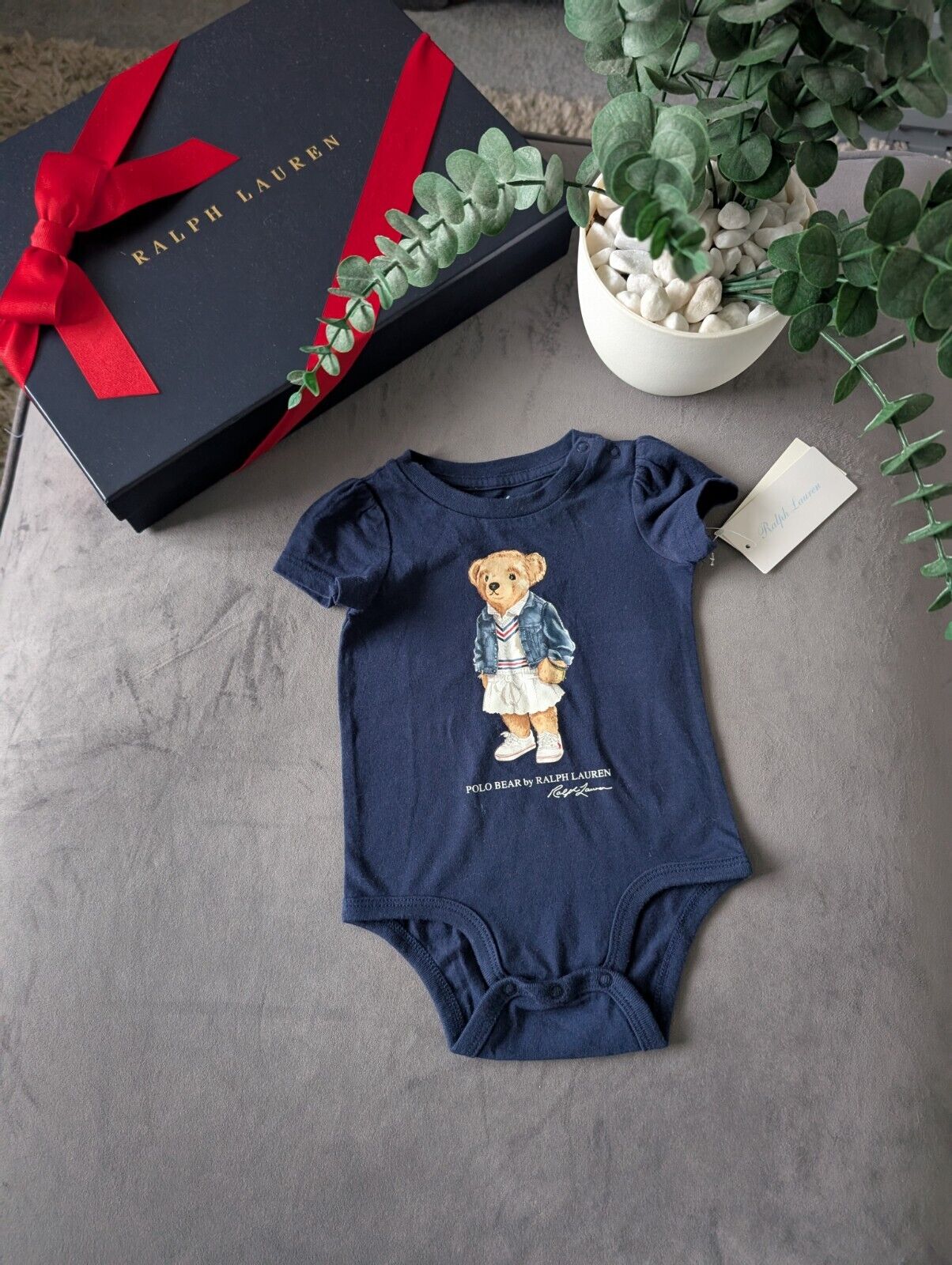 New Ralph Lauren Baby Girls Navy Blue Bear Bodysuit Gift VestRRP£45 0-3m Tennis