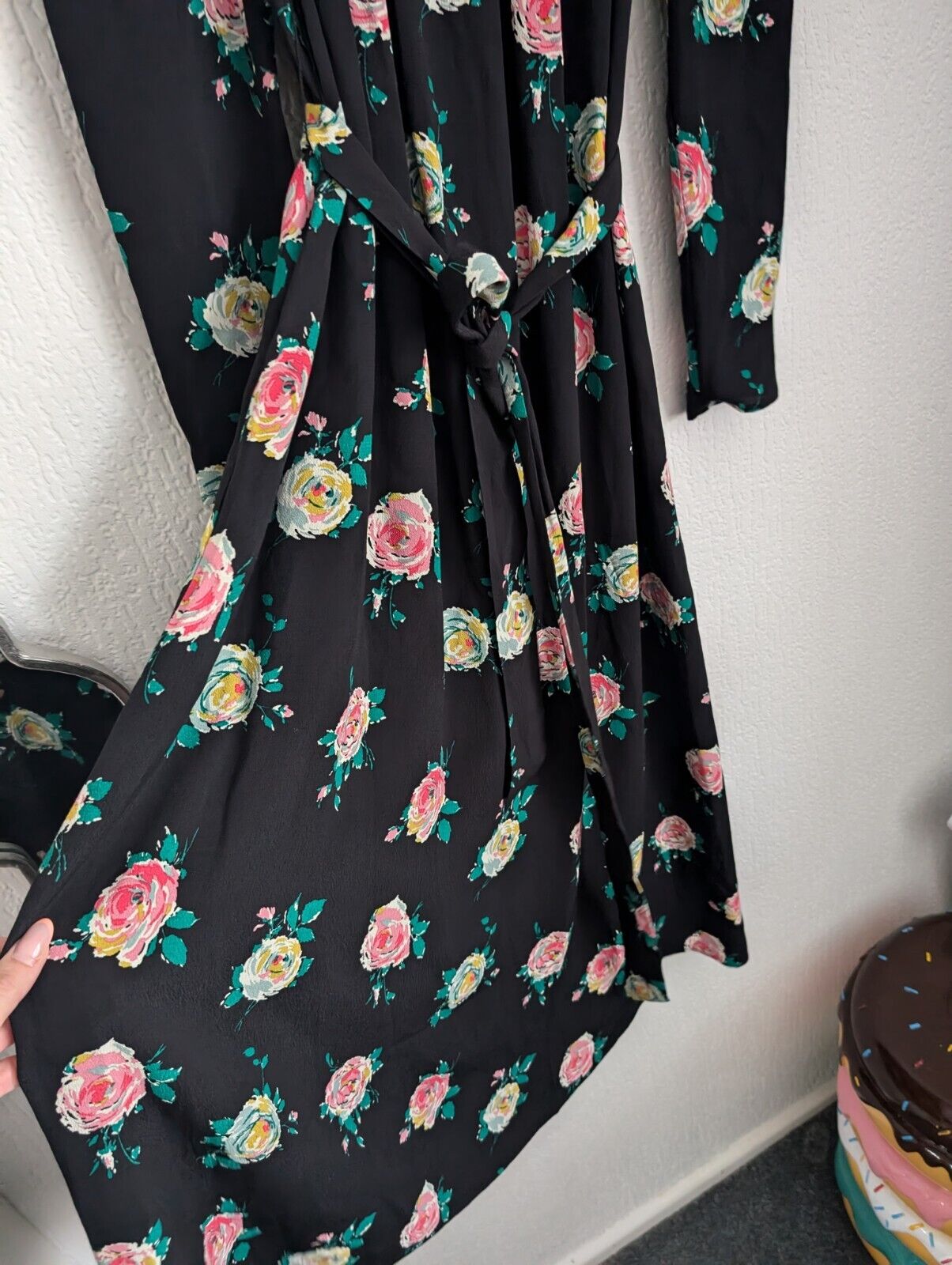 New Boden Square Neck Maxi DressBlack, Painterly Rose Size UK 10 R occasion