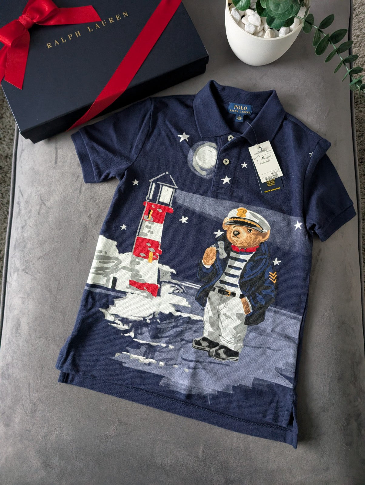 New Rare Gorgeous Special Edition Ralph Lauren Sailor Bear Polo Shirt Age 7 Gift