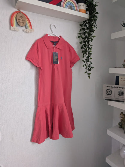 New Ralph Lauren Polo Tennis Dress Coral Smart Basic Embroidery Pony 12y Summer