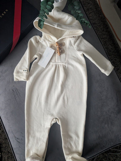 New Stunning Vintage Ralph Lauren Unisex Fleece Lined Cream All In One 6-9m Gift