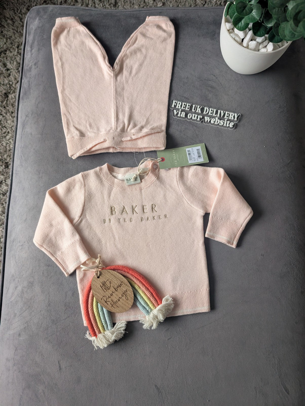 New Ted Baker Baby Girl Legging Top Outfit Set Gift Frill 3-6m Pink Knit Cute