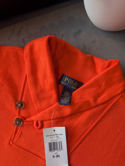 New Vintage Ralph Lauren Boys Shawl Neck Jumper Smart 8 Years Gift Orange Casual