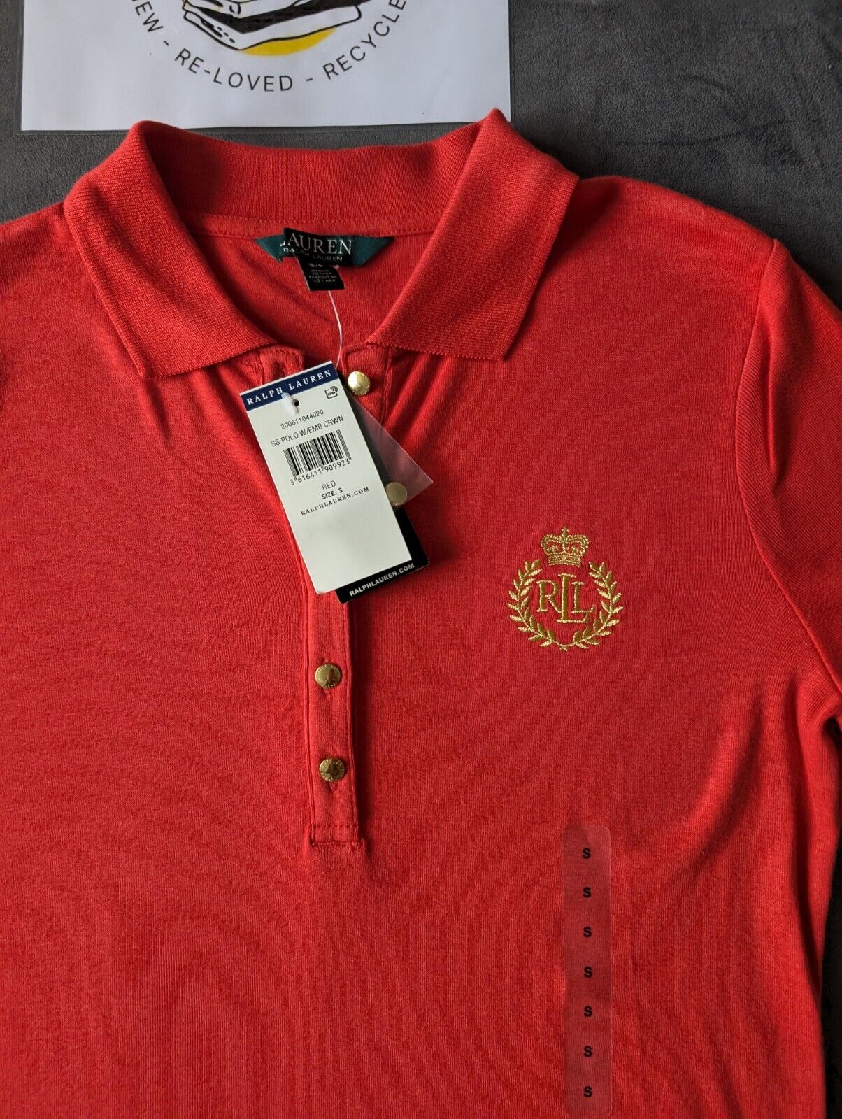 New Women’s Lauren Ralph Lauren Polo Shirt Top RRL Red - Size Small Smart Casual