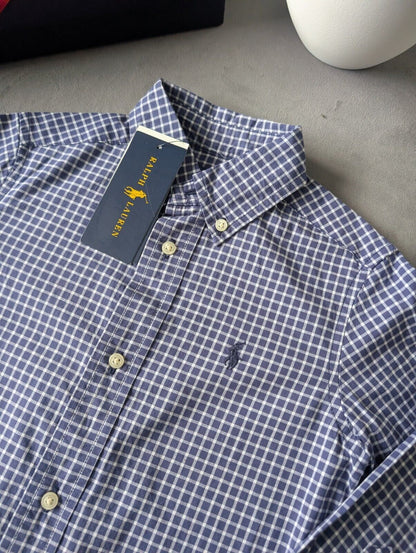 New Ralph Lauren Blue White Check Boys Shirt Smart Occasion Age 3 Yrs Gift