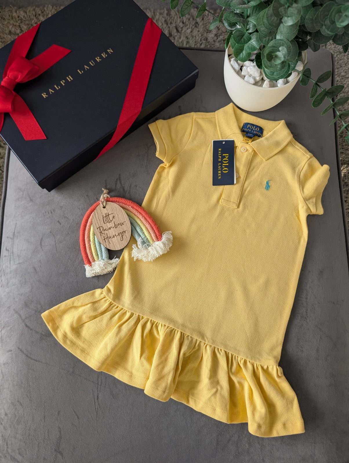 new polo Ralph Lauren yellow polo smart Dress Age 2 years occasion gift pretty