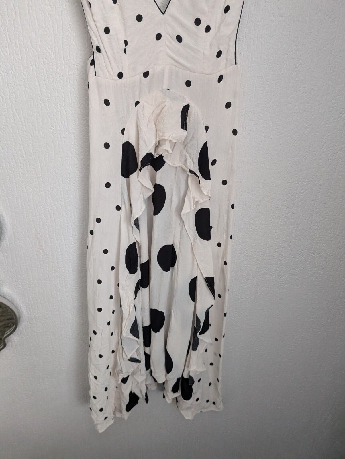 TOPSHOP Pinafore Spot Polka dot Midi Dress White Black Sz 10 worn once viral