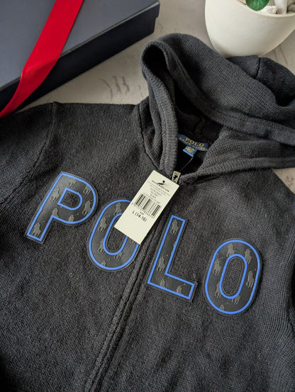 New Ralph Lauren boys big pony full zip knit jacket Embroidery  winter 14-16Y