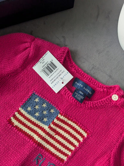 New Rare Polo Ralph Lauren USA American sweater 18M Pink Pony RL 67 Olympics