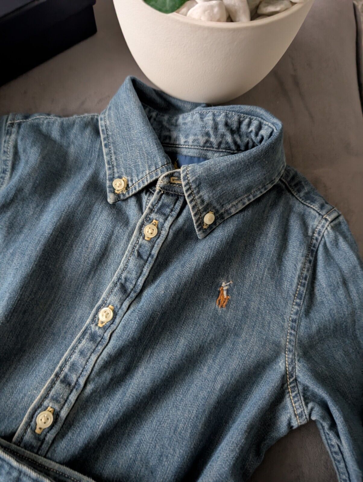 Vgc Ralph Lauren girls denim style shirt dress belted occasion 6 Yrs Winter occasion