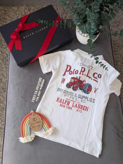 New Ralph Lauren Country Boys Ltd Edition Tractor Farm Polo T Shirt 5-6yrs Gift