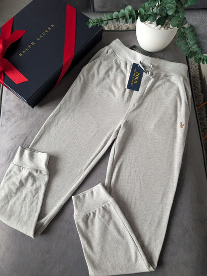 New Kids Grey Unisex Ralph Lauren Logo Jogging Bottoms In Heather Age 8 RRP £64