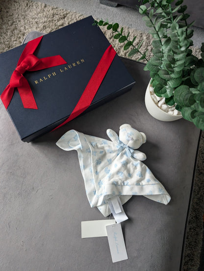 Ralph Lauren Baby Boy Blue Bear Comforter Baby Blanket Designer Baby Gift New