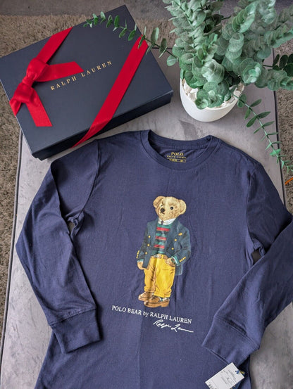 New Gorgeous Ralph Lauren Butler Bear T-Shirt Age 10-12 Gift Navy Blue Smart