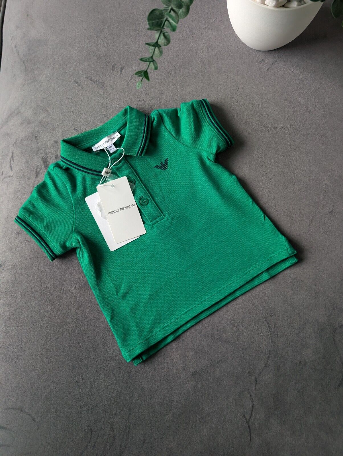 New Gorgeous Emporio Armani  Boy's Green Polo Shirt 6 Months Designer Gift Cute