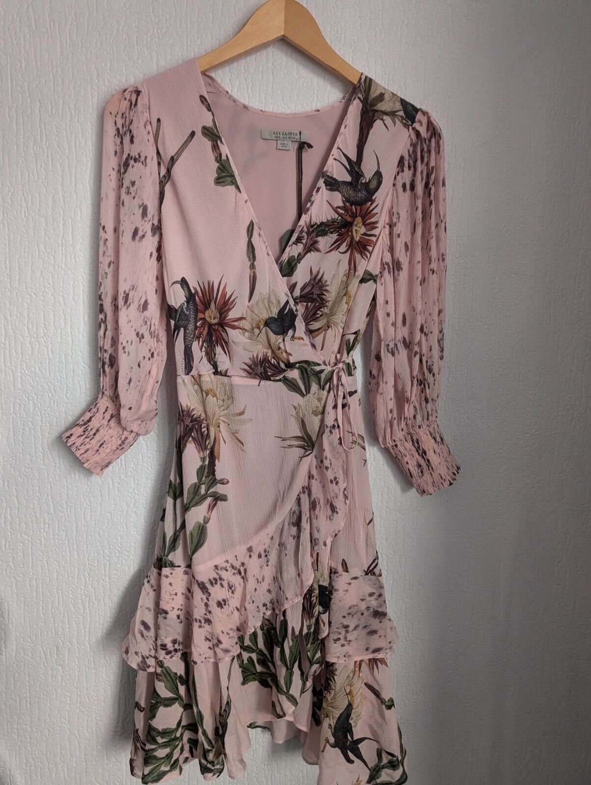 New All Saints Ari Nolina Dress in Pink Size 6 RRP £199 Occasion Smart Formal