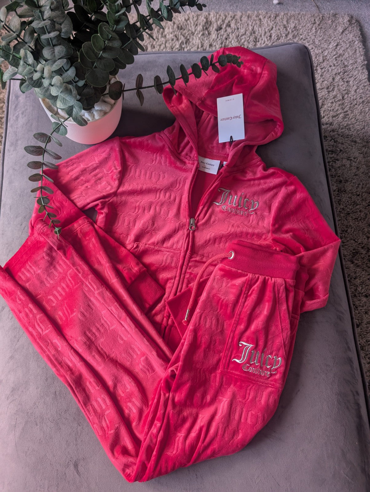 New Stunning Girls Velour Juicy Tracksuit Pink Age 8-9 years Rrp £90 Silver