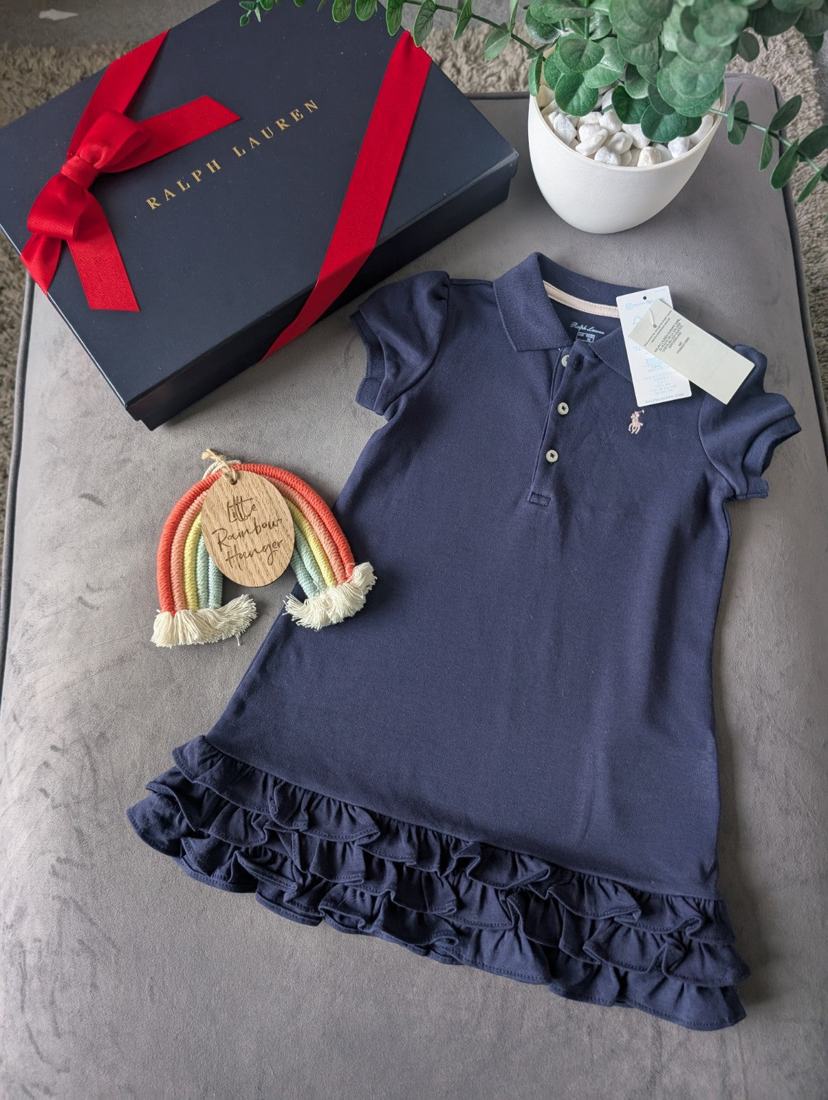 New Ralph Lauren Girls Navy Frill Polo Cupcake Cute Dress Gift 18-24m Gift