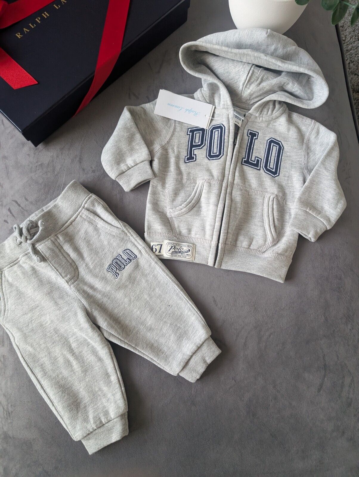 New Ralph Lauren baby boys Grey White tracksuit 3-6m smart casual cute Gift £120