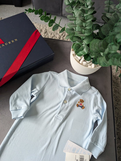 New Ralph Lauren Baby Boys Bear Embroidered All In One Sleep suit Gift 9m £60rrp