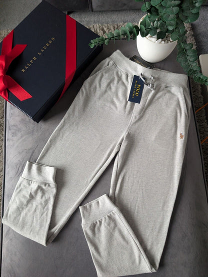 New Kids Grey Unisex Ralph Lauren Logo Jogging Bottoms In Heather Age 8 RRP £64