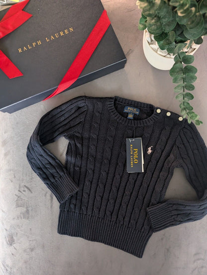 New Polo by Ralph Lauren Cable Knit Jumper Navy Boys 4 Years gift Winter