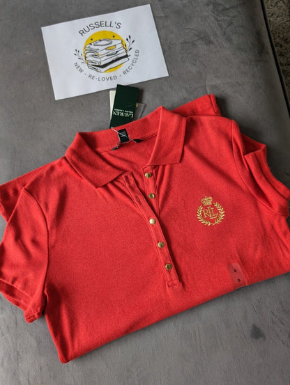 New Women’s Lauren Ralph Lauren Polo Shirt Top RRL Red - Size Small Smart Casual