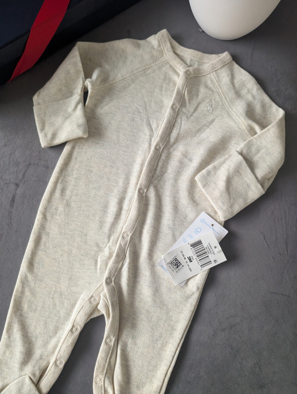 New Ralph Lauren Baby Unisex Yellow Grey all In One Babygrow Gift 0-3m Neutral