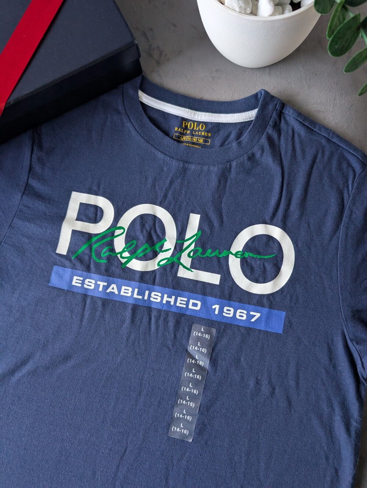 New Ralph Lauren Boys Graphic Logo T Shirt Size Small 14y Gift Casual Smart