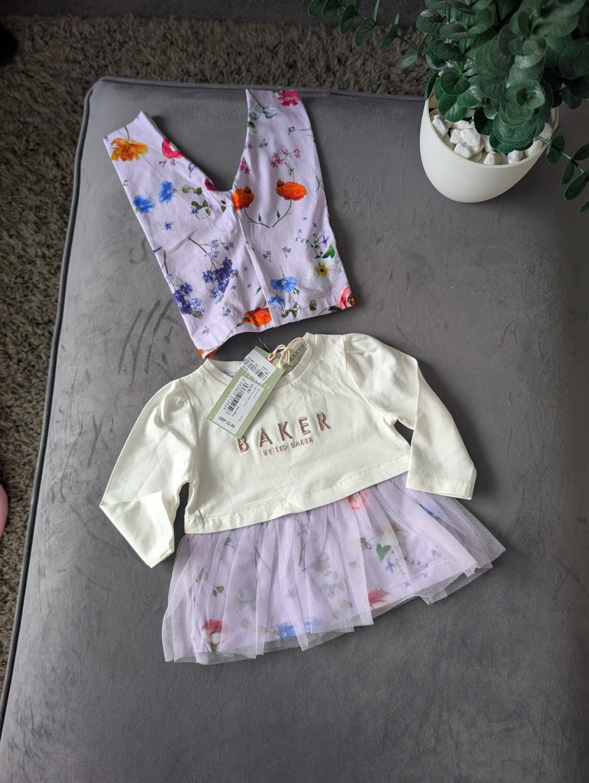 New Ted Baker Baby Girl Legging Top Outfit Set Gift Frill 3-6m Floral Pretty