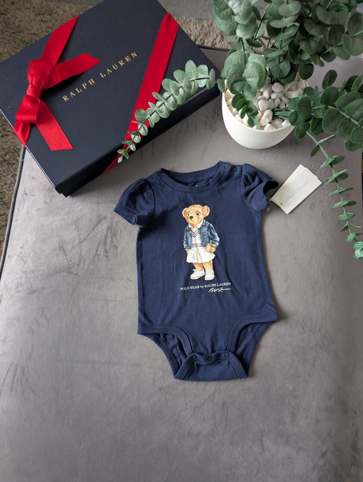 New Ralph Lauren Baby Girls Navy Blue Bear Bodysuit Gift VestRRP£45 0-3m Tennis