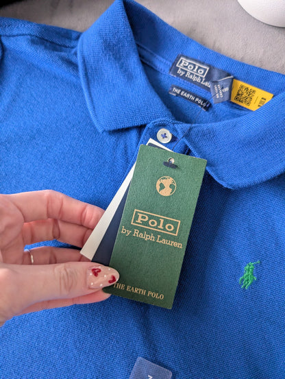 New Blue Polo By Ralph Lauren “The Earth Polo” Green  Classic Fit -Size 7 BNWT