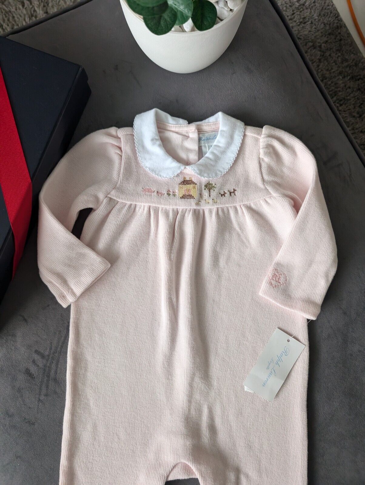 New Gorgeous Ralph Lauren Baby Girls Knit Embroided All In One 9m Pink Gift