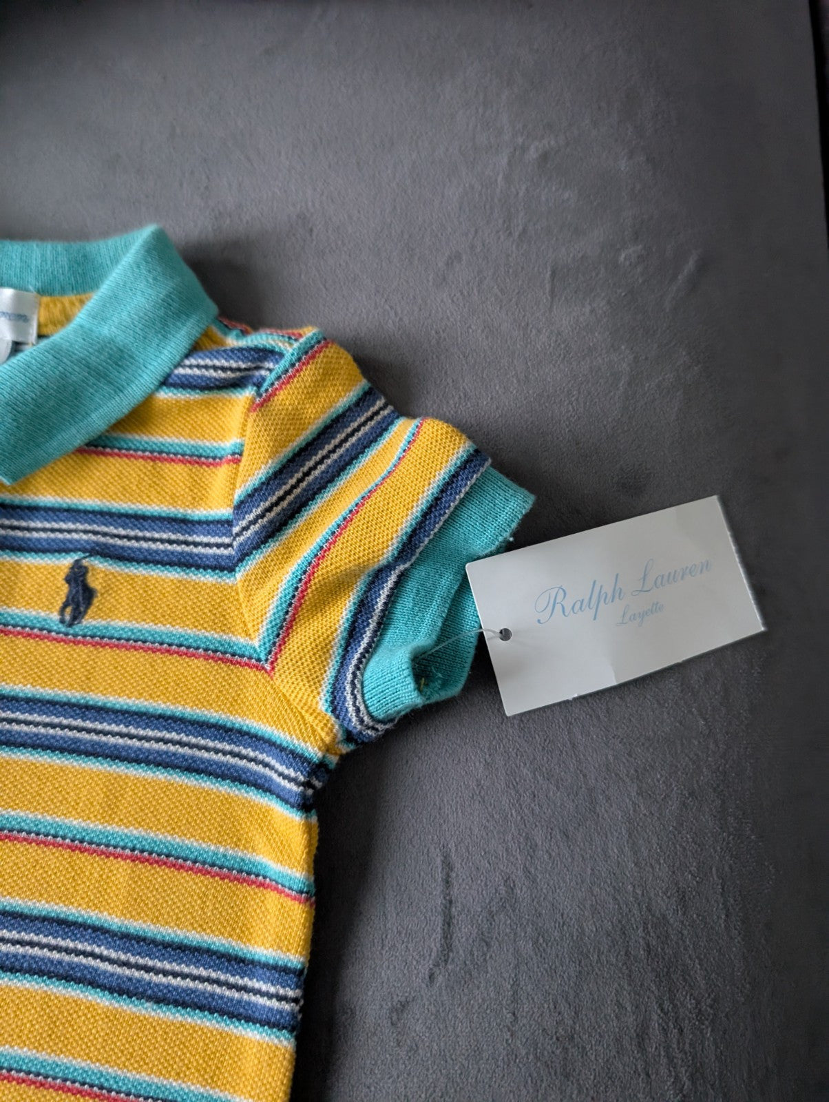 New Ralph Lauren Baby Boy Yellow Blue Smart Romper 0-3m Gift Summer Shortall