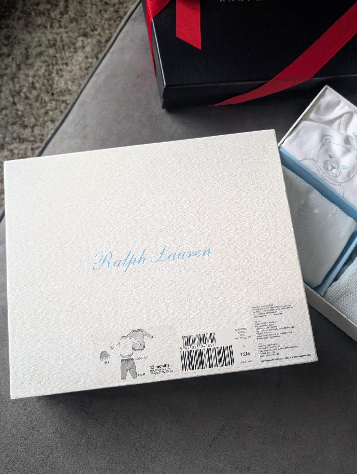 New Baby Boy Ralph Lauren 4 Pcs Gift Set Bear  9-12 Baby Blue Gift £109 Gorgeous