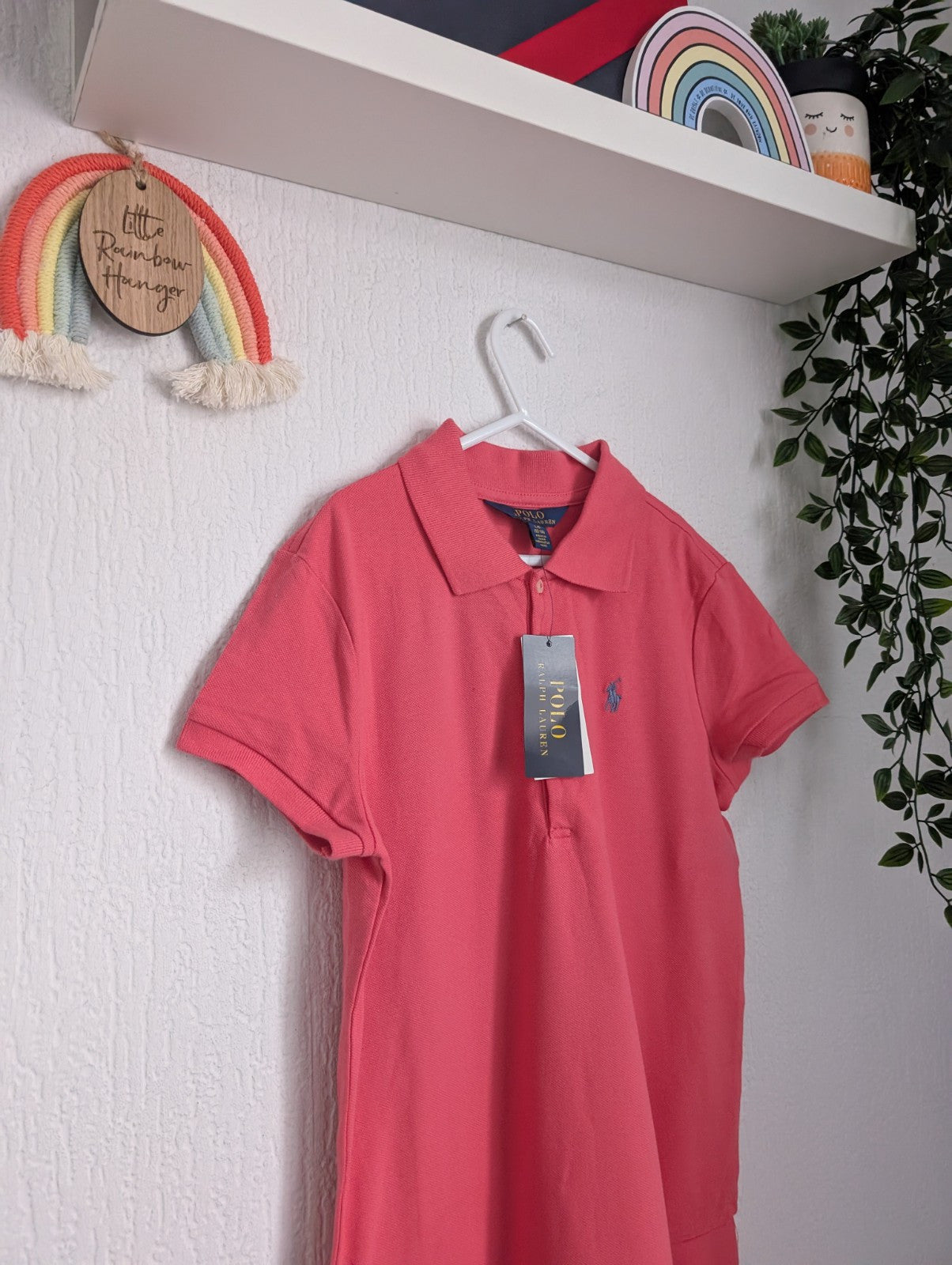 New Ralph Lauren Polo Tennis Dress Coral Smart Basic Embroidery Pony 12y Summer