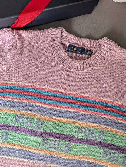 Worn once purple Polo Ralph Lauren Women's Puff Sleeve Sweater silk fair isle S